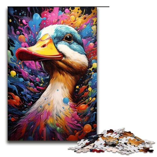 1000-teiliges Farbgemälde-Enten-Puzzle für Kinder Holzpuzzle Heimkunstdekor 1000 Teile (75 x 50 cm) von mowenbingpeng