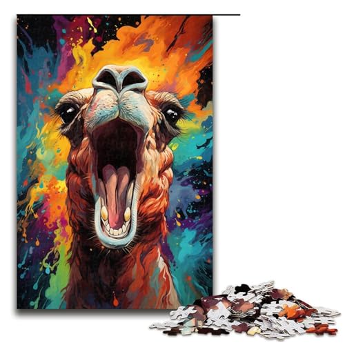 1000-teiliges Farbgemälde eines Alpaka-Puzzles für Kinder Holzpuzzle Heimkunstdekor 1000 Teile (75 x 50 cm) von mowenbingpeng