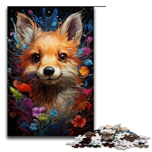 1000-teiliges Farbmalerei-Fuchs-Puzzle für Erwachsene Holzpuzzle Familienspiele 1000 Teile (75 x 50 cm) von mowenbingpeng