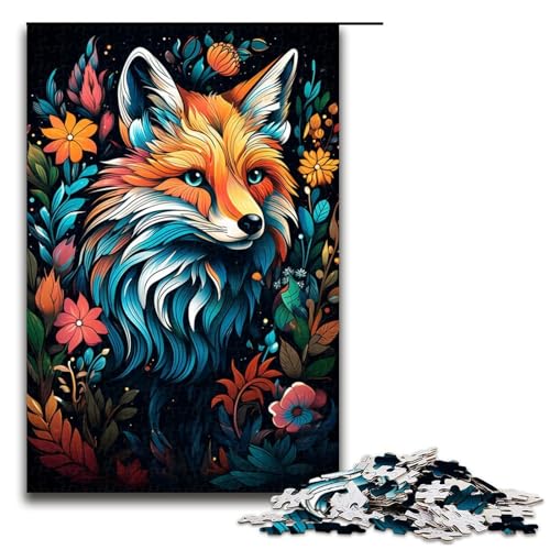 1000-teiliges Farbmalerei-Fuchs-Puzzle für Erwachsene Holzpuzzle Familienspiele 1000 Teile (75 x 50 cm) von mowenbingpeng