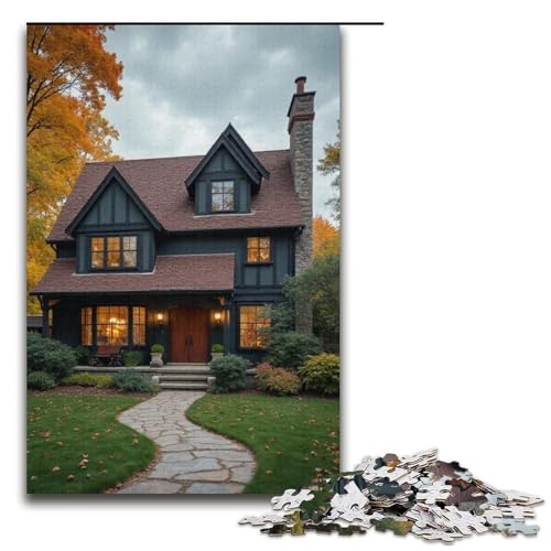 1000-teiliges Haus-Puzzle () für Kinder Holzpuzzle Heimkunst-Dekor 1000 Teile (38 x 26 cm) von mowenbingpeng
