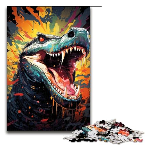 1000-teiliges Krokodil-Puzzle mit Farbmalerei für Erwachsene Holzpuzzle Familienspiele 1000 Teile (75 x 50 cm) von mowenbingpeng