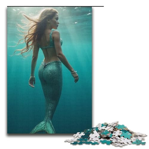 1000-teiliges Meerjungfrauen-Puzzle für Erwachsene unmögliches Puzzle zum Stressabbau für Teenager ab 14 Jahren 1000 Teile (38 x 26 cm) von mowenbingpeng