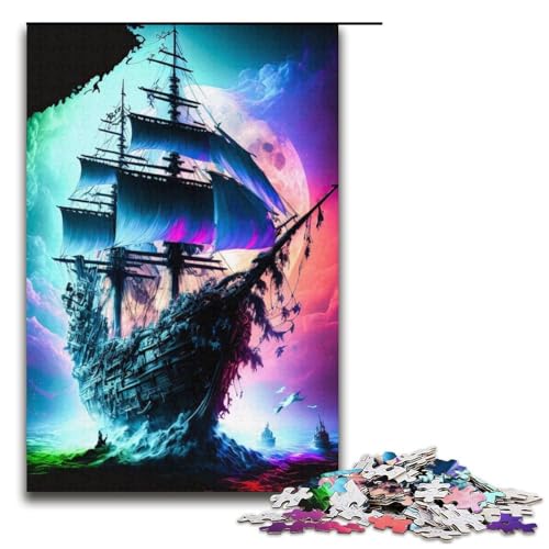 1000-teiliges Piratenschiff-Puzzle für Erwachsene unmögliches Puzzle zum Stressabbau für Teenager ab 14 Jahren 1000 Teile (38 x 26 cm) von mowenbingpeng