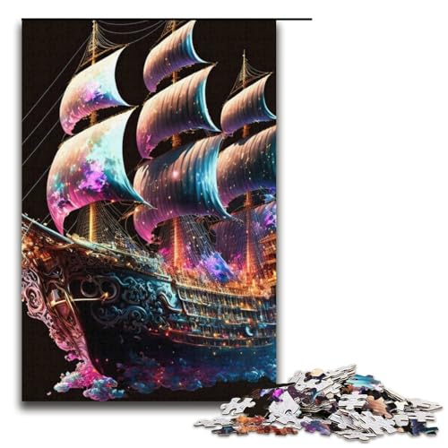 1000-teiliges Piratenschiff-Puzzle für Erwachsene unmögliches Puzzle zum Stressabbau für Teenager ab 14 Jahren 1000 Teile (38 x 26 cm) von mowenbingpeng