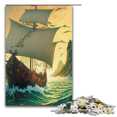 1000-teiliges Piratenschiff-Puzzlespiel Puzzle für Erwachsene geeignet für Paare und Teenager ab 14 Jahren 1000 Teile (38 x 26 cm) von mowenbingpeng