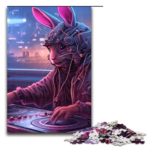 1000-teiliges Punk-Rapper-Kaninchen-Puzzle für Erwachsene unmögliches Puzzle zum Stressabbau für Teenager ab 14 Jahren 1000 Teile (75 x 50 cm) von mowenbingpeng