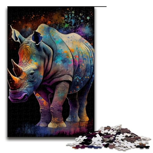 1000-teiliges Puzzle, Nashorn-Tuschemalerei, Puzzle aus Holz, Lernspiele, Heimdekoration, 1000 Teile 1000-teiliges Puzzle, Nashorn-Tuschemalerei, Puzzle aus Holz, Lernspiele, Heimdekoration, 1000 Teile von mowenbingpeng