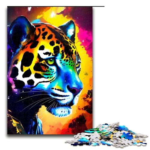 1000-teiliges Puzzle „Cosmic Jaguar“ für Erwachsene Holzpuzzle Familienspiel 1000 Teile (75 x 50 cm) von mowenbingpeng