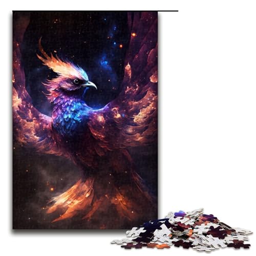 1000-teiliges Puzzle „Cosmic Phoenix Rising“ Puzzle für Erwachsene Holzpuzzle Familienspiel 1000 Teile (75 x 50 cm) von mowenbingpeng