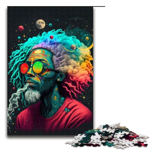 1000-teiliges Puzzle „Cosmic Rastafarian“ für Erwachsene Holzpuzzle anspruchsvolles Spiel 1000 Teile (75 x 50 cm) von mowenbingpeng