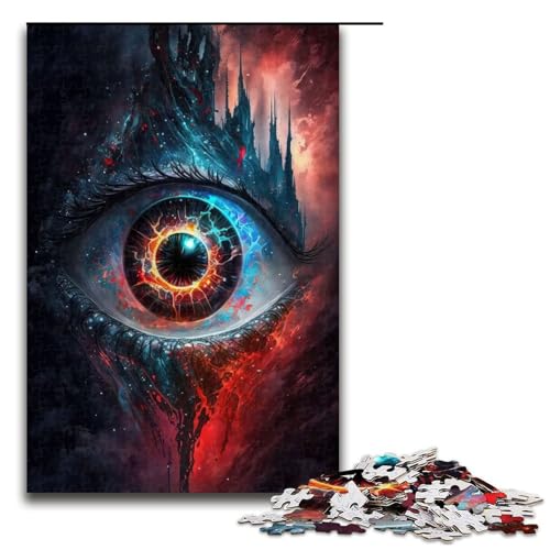 1000-teiliges Puzzle „Cosmic Red Eye“ für Erwachsene und Kinder Holzpuzzle pädagogisches Spielzeug zum Stressabbau Puzzle 1000 Teile (75 x 50 cm) von mowenbingpeng