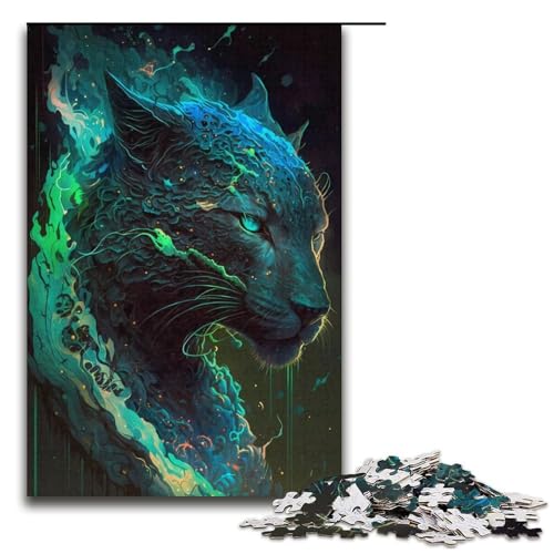 1000-teiliges Puzzle „Cougar Whimsical“ für Erwachsene und Kinder Papierpuzzle pädagogisches Spielzeug zum Stressabbau Puzzle 1000 Teile (38 x 26 cm) von mowenbingpeng