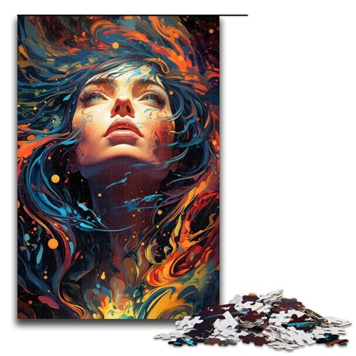 1000-teiliges Puzzle „Fantasie-Farbe-Frau“ Holzpuzzle Lernspiele Heimdekoration 1000 Teile (75 x 50 cm) von mowenbingpeng