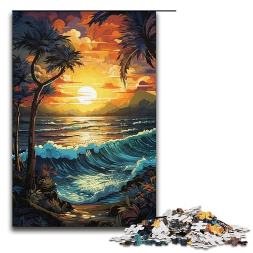 1000-teiliges Puzzle „Fantasy Beach at Sunset“ Holzpuzzle Lernspiele Heimdekoration 1000 Teile (38 x 26 cm) von mowenbingpeng
