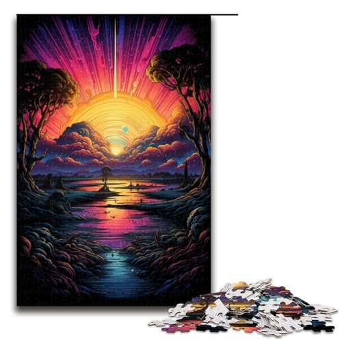 1000-teiliges Puzzle „Farben des Nils“ für Erwachsene und Kinder Holzpuzzle pädagogisches Spielzeug zum Stressabbau Puzzle 1000 Teile (75 x 50 cm) von mowenbingpeng