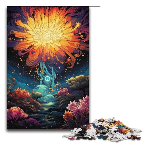 1000-teiliges Puzzle „Göttliche Blume“ für Erwachsene und Kinder Holzpuzzle pädagogisches Spielzeug zum Stressabbau Puzzle 1000 Teile (38 x 26 cm) von mowenbingpeng