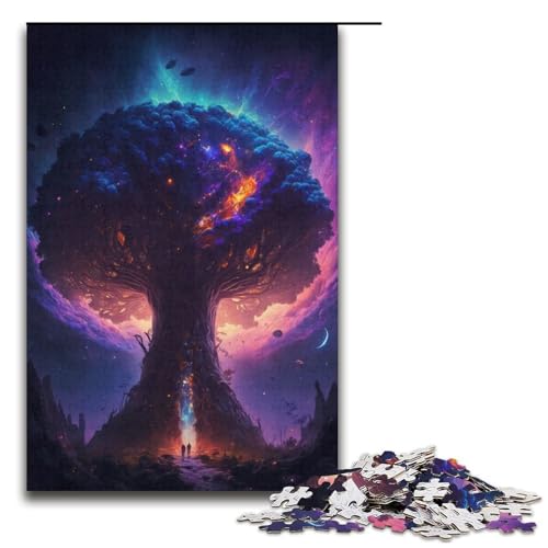 1000-teiliges Puzzle „Kosmische Welt Baum des Lebens“ für Erwachsene Papierpuzzle anspruchsvolles Spiel 1000 Teile (38 x 26 cm) von mowenbingpeng