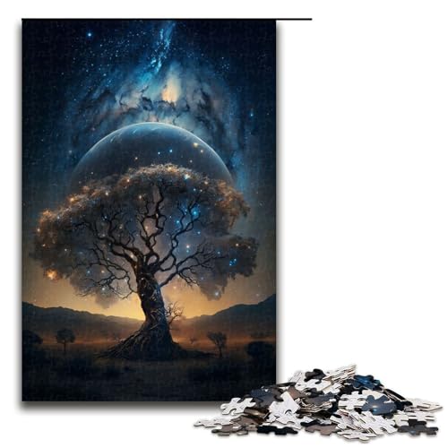 1000-teiliges Puzzle „Kosmischer Lebensbaum“ für Erwachsene Holzpuzzle anspruchsvolles Spiel 1000 Teile (75 x 50 cm) von mowenbingpeng