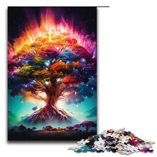 1000-teiliges Puzzle „Kosmischer Lebensbaum“ für Erwachsene und Kinder Papierpuzzle pädagogisches Spielzeug zum Stressabbau Puzzle 1000 Teile (38 x 26 cm) von mowenbingpeng