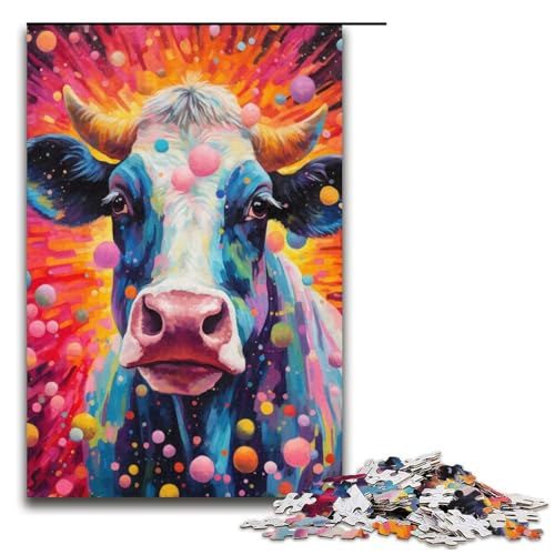 1000-teiliges Puzzle „Kuh mit Kreis“ Papierpuzzle Lernspiele Heimdekoration 1000 Teile (38 x 26 cm) von mowenbingpeng