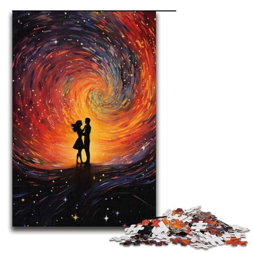 1000-teiliges Puzzle „Paar unter dem Sternenhimmel“ Holzpuzzle Lernspiele Heimdekoration 1000 Teile (38 x 26 cm) von mowenbingpeng