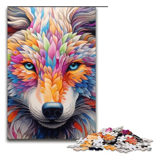 1000-teiliges Puzzle „Psychedelic Fox“ aus Holz Lernspiele Heimdekoration 1000 Teile (75 x 50 cm) von mowenbingpeng