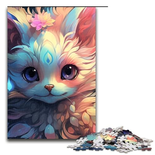 1000-teiliges Puzzle „Psychedelic Fox“ aus Holz Lernspiele Heimdekoration 1000 Teile (75 x 50 cm) von mowenbingpeng