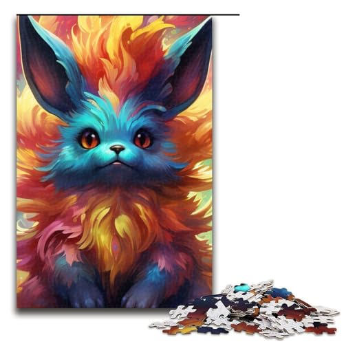1000-teiliges Puzzle „Psychedelic Fox“ für Erwachsene und Kinder Holzpuzzle pädagogisches Spielzeug zum Stressabbau Puzzle 1000 Teile (75 x 50 cm) von mowenbingpeng