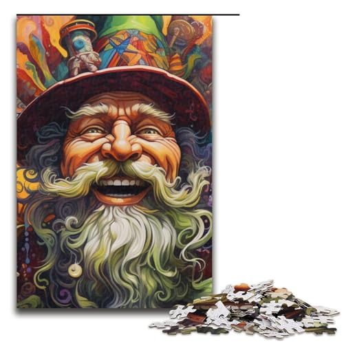 1000-teiliges Puzzle „Psychedelic Leprechaun“ für Erwachsene und Kinder Holzpuzzle pädagogisches Spielzeug zum Stressabbau Puzzle 1000 Teile (75 x 50 cm) von mowenbingpeng