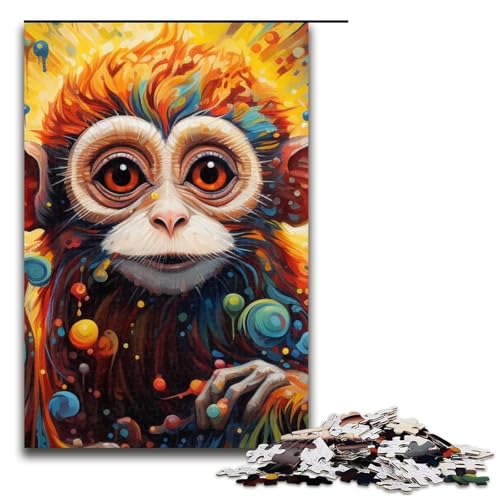 1000-teiliges Puzzle „Psychedelic Monkey Baby“ für Erwachsene Holzpuzzle anspruchsvolles Spiel 1000 Teile (75 x 50 cm) von mowenbingpeng