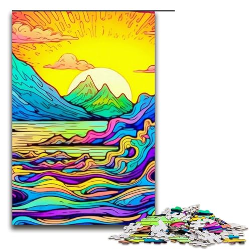 1000-teiliges Puzzle „Psychedelic Wave“ für Erwachsene Holzpuzzle anspruchsvolles Spiel 1000 Teile (75 x 50 cm) von mowenbingpeng