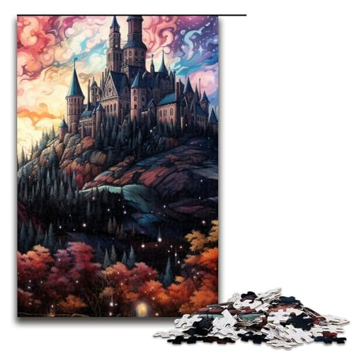 1000-teiliges Puzzle „Psychedelischer Pena-Nationalpalast bei Nacht“ für Erwachsene Holzpuzzle anspruchsvolles Spiel 1000 Teile (75 x 50 cm) von mowenbingpeng