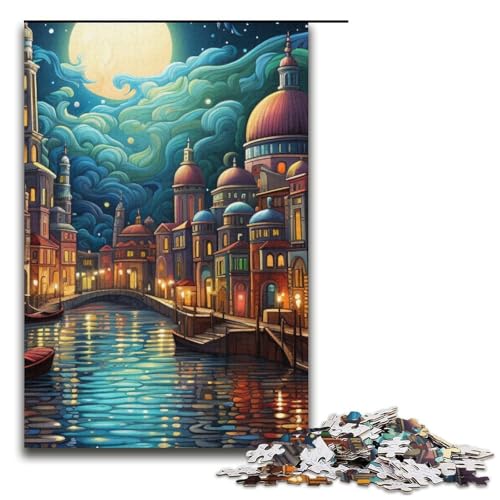 1000-teiliges Puzzle „Psychedelisches Venedig“ Papierpuzzle Lernspiele Heimdekoration 1000 Teile (38 x 26 cm) von mowenbingpeng