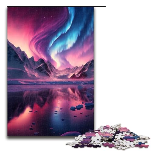 1000-teiliges Puzzle „Purple_Aurora_Borealis_“ Holzpuzzle Lernspiele Heimdekoration 1000 Teile (75 x 50 cm) von mowenbingpeng
