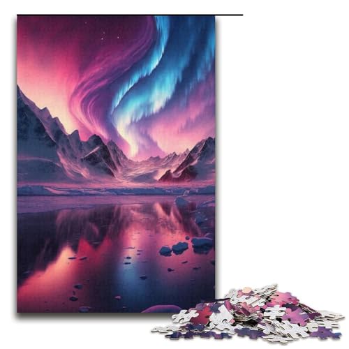 1000-teiliges Puzzle „Purple_Aurora_Borealis“ für Erwachsene und Kinder Papierpuzzle pädagogisches Spielzeug zum Stressabbau Puzzle 1000 Teile (38 x 26 cm) von mowenbingpeng