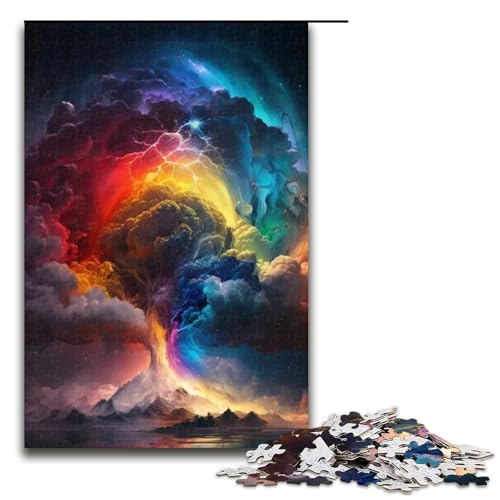 1000-teiliges Puzzle „Rainbow Storm“ für Erwachsene und Kinder Holzpuzzle pädagogisches Spielzeug zum Stressabbau Puzzle 1000 Teile (75 x 50 cm) von mowenbingpeng