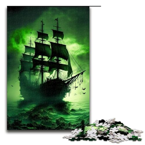 1000-teiliges Puzzle „Segel-Piratenschiff“ Holzpuzzle Lernspiele Heimdekoration 1000 Teile (75 x 50 cm) von mowenbingpeng