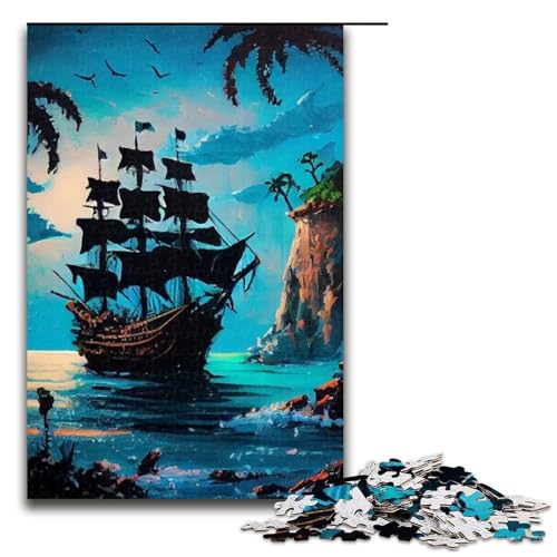 1000-teiliges Puzzle „Segel-Piratenschiff“ für Erwachsene Holzpuzzle anspruchsvolles Spiel 1000 Teile (75 x 50 cm) von mowenbingpeng