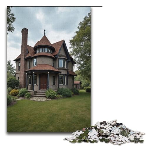 1000-teiliges Puzzle Altes Fliesenhaus Puzzle für Erwachsene und Kinder Holzpuzzle pädagogisches Spielzeug zum Stressabbau Puzzle 1000 Teile (38 x 26 cm) von mowenbingpeng