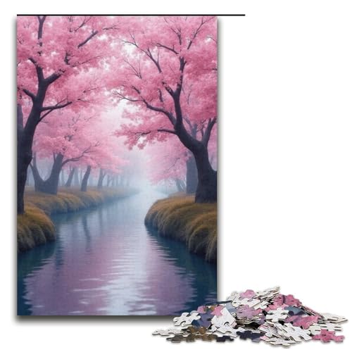 1000-teiliges Puzzle Aprikosenblüten-Damm Puzzle für Erwachsene und Kinder Holzpuzzle pädagogisches Spielzeug zum Stressabbau Puzzle 1000 Teile (38 x 26 cm) von mowenbingpeng