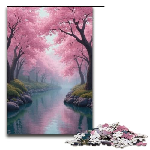 1000-teiliges Puzzle Aprikosenblüten-Damm Puzzle für Erwachsene und Kinder Holzpuzzle pädagogisches Spielzeug zum Stressabbau Puzzle 1000 Teile (38 x 26 cm) von mowenbingpeng