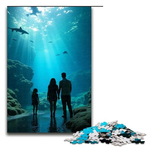 1000-teiliges Puzzle Aquarium-Puzzle für Erwachsene Holzpuzzle Familienspiel 1000 Teile (75 x 50 cm) von mowenbingpeng