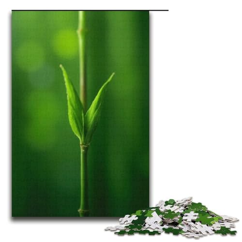 1000-teiliges Puzzle Bambus-Tautropfen Holzpuzzle Lernspiele Heimdekoration 1000 Teile (38 x 26 cm) von mowenbingpeng