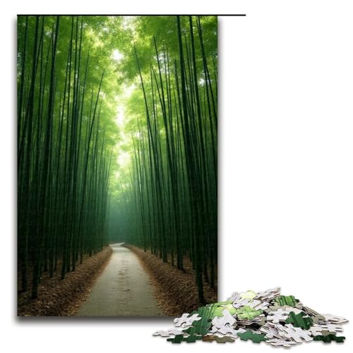 1000-teiliges Puzzle Bambuswald Puzzle für Erwachsene Holzpuzzle Familienspiel 1000 Teile (75 x 50 cm) von mowenbingpeng