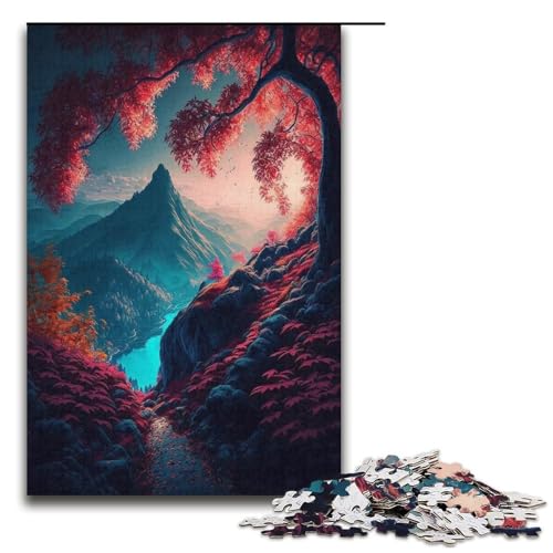 1000 teiliges Puzzle Berggipfel Puzzle für Erwachsene Holzpuzzle Familienspiel 1000 Teile (38 x 26 cm) von mowenbingpeng