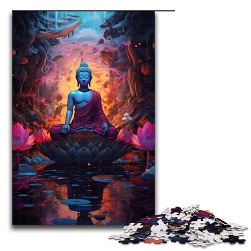 1000-teiliges Puzzle Bunte Buddha-Statue Holzpuzzle Lernspiele Heimdekoration 1000 Teile (75 x 50 cm) von mowenbingpeng