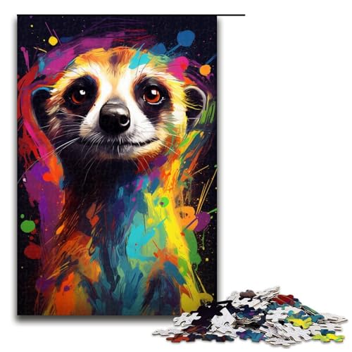 1000-teiliges Puzzle Bunte Erdmännchen Puzzle für Erwachsene Holzpuzzle Familienspiele 1000 Teile (75 x 50 cm) von mowenbingpeng