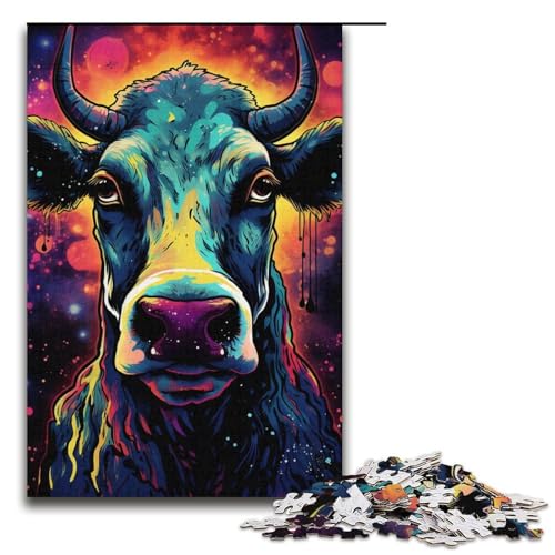 1000-teiliges Puzzle Bunte Kühe für Erwachsene und Kinder Holzpuzzle pädagogisches Spielzeug zum Stressabbau Puzzle 1000 Teile (38 x 26 cm) von mowenbingpeng