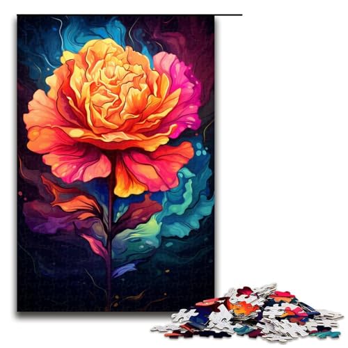 1000-teiliges Puzzle Bunte psychedelische Rosen Puzzle für Erwachsene und Kinder Holzpuzzle pädagogisches Spielzeug zum Stressabbau Puzzle 1000 Teile (75 x 50 cm) von mowenbingpeng
